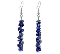 GPASTG Boucles d'oreilles pendantes faites à la main - Style bohème vintage - En argent - Pierres naturelles - Pour femme, Métal