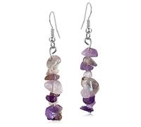 GPASTG Boucles d'oreilles pendantes faites à la main - Style bohème vintage - En argent - Pierres naturelles - Pour femme, Métal