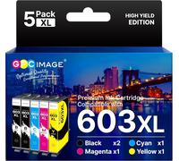 GPC 603XL Compatible Cartouches d'encre Remplacement pour Epson 603 603 XL pour Expression Home XP-2100 XP-2105 XP-4105 XP-3100 XP-3105 XP-4100 Workforce WF-2830 WF-2835 WF-2810 WF-2850 (5-Pack)