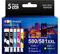 GPC CLI-581 PGI-580 XXL Cartouches d'encre Remplacement Compatible pour Canon 581 580 XXL pour TS8150 TS6150 TS8250 TS6151 TR8550 TR7550 TS8151 TS9150 (PGBK/Noir/Cyan/Magenta/Jaune,5-Pack)