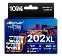 GPC Image 202XL 202 XL Cartouches d'encre 10-Pack Compatible pour Epson 202XL 202 XL pour Epson XP-6100 XP-6000 XP-6005 XP-6105 XP-6001 (2 Noir, 2 Cyan, 2 Magenta, 2 Jaune, 2 Photo Noir)