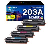 GPC Image 203A CF540A Toner Compatible pour HP 203A CF540A 203X Toner pour Laserjet Pro MFP M281fdw M281fdn M280nw M254dw M254nw CF540A CF541A CF542A (Noir Cyan Jaune Magenta, 4-Pack)