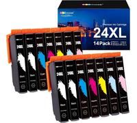 GPC Image 24XL Cartouches d'encre Compatible pour Epson 24 XL pour Epson Expression Photo XP-760 XP-55 XP-960 XP-860 XP-850 XP-750 XP950 (4 Noir,2 Cyan,2 Magenta,2 Jaune,2 Cyan Clair,2 Magenta Clair)