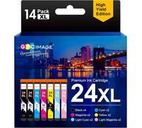 GPC Image 24XL Cartouches d'encre Compatible pour Epson 24 XL pour Epson Expression Photo XP-760 XP-55 XP-960 XP-860 XP-850 XP-750 XP950 (4 Noir,2 Cyan,2 Magenta,2 Jaune,2 Cyan Clair,2 Magenta Clair)