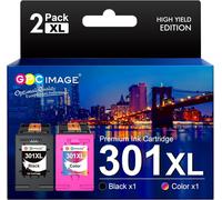 GPC Image 301 XL Remanufacturées Cartouches d'encre Remplacement pour HP 301 301XL pour Envy 4500 4507 5530 pour DeskJet 1050 1050A 2540 2547 3050 pour OfficeJet 2620 4630 4632 (Noir Couleur, 2-Pack)