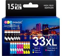 Gpc Image 33Xl Cartouches D'Encre Compatible Pour Epson 33 Xlpour Expression Premium Xp-540 Xp-530 Xp-830 Xp-7100 Xp-900 Xp-640 Xp-630 Xp-635 Xp-645 (15 Pack)