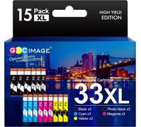 GPC Image 33XL Cartouches d'encre Compatible pour Epson 33 XLpour Expression Premium XP-540 XP-530 XP-830 XP-7100 XP-900 XP-640 XP-630 XP-635 XP-645 (15 Pack)