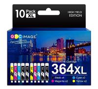 GPC Image 364 XL Compatible Cartouches d'encre Remplacement pour HP 364XL pour HP Photosmart 5520 5510 6525 6520 5515 5525 5522 5524 6510 Deskjet 3520 Officejet 4620 (Noir Cyan Magenta Jaune, 10-Pack)