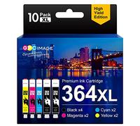 GPC Image 364 XL Compatible Cartouches d'encre Remplacement pour HP 364XL pour HP Photosmart 5520 5510 6525 6520 5515 5525 5522 5524 6510 Deskjet 3520 Officejet 4620 (Noir Cyan Magenta Jaune, 10-Pack)