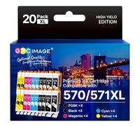 GPC Image 570 571 XL Cartouche d'encre Compatibles pour Canon 571 PGI-570 CLI-571XL pour Cartouche Canon MG5750 TS5055 pour PIXMA TS5050 TS5053 MG6852 MG6850 MG5700 MG5752 MG5753 (20 Pack)