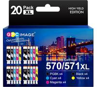 GPC Image 570 571 XL Cartouche d'encre Compatibles pour Canon 571 pour Cartouche pour Canon TS5055 pour PIXMA TS5050 MG5750 TS5053 MG6852 MG6850 MG5700 MG5752 MG5753 (20 Pack)