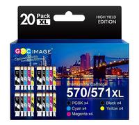 GPC Image 570 571 XL Cartouche d'encre Compatibles pour Canon 571 pour Cartouche pour Canon TS5055 pour PIXMA TS5050 MG5750 TS5053 MG6852 MG6850 MG5700 MG5752 MG5753 (20 Pack)