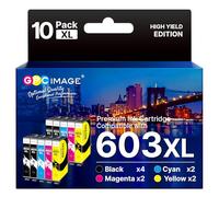 GPC Image 603XL Compatible Cartouches d'encre Remplacement pour Epson 603 603 XL pour Expression Home XP-2100 XP-2105 XP-4105 XP-3100 XP-3105 XP-4100 Workforce WF-2830 WF-2835 WF-2810 (10-Pack)