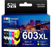 GPC Image 603XL Compatible Cartouches d'encre Remplacement pour Epson 603 603 XL pour Expression Home XP-2100 XP-2105 XP-4105 XP-3100 XP-3105 XP-4100 Workforce WF-2830 WF-2835 WF-2810 WF-2850 (5-Pack)