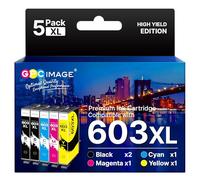 GPC Image 603 XL Compatible Cartouches d'encre Remplacement pour Epson 603 603XL pour Expression Home XP-2100 XP-2105 XP-3100 XP-3105 XP-4100 XP-4105 Workforce WF-2830 WF-2835 WF-2810 WF-2850 (5-Pack)