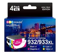 GPC Image Lot de 4 cartouches d'encre compatibles 932XL 933XL pour HP 932 933 XL pour Officejet 6100 6600 6700 7110 7510 7610 7612 (noir, cyan, magenta, jaune)
