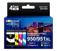 GPC Image 950XL 951XL Cartouche d'encre Compatible pour HP 950 XL 951 XL pour Officejet Pro 8600 8620 8610 8100 8615 251dw 8630 8640 (Noir Cyan Magenta Jaune, 4-Pack)