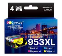 GPC Image 953XL 953 XL Cartouches d'encre Remplacement pour HP 953 XL pour HP Officejet Pro 8720 8730 7740 7730 7720 8718 8725 8715 8728 8218 8719 8740 8210 8216 8710 (Noir Cyan Magenta Jaune, 4 Pack)