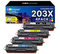 GPC Image Compatible Cartouche de Toner Remplacement pour HP 203X 203A CF540X CF540A pour Color Laserjet Pro MFP M281fdw M254dw MFP M281fdn MFP M280nw M254nw (Noir Cyan Magenta Jaune, 4-Pack)