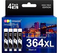 GPC Image Compatible Cartouches d'encre Remplacement pour HP 364 XL pour Photosmart 5510 5520 5522 5520 6520 B8550 7510 7520 5524 6510 5515 B109a B110a Officejet 4620 4622 Deskjet 3070A(Noir, 4-Pack)