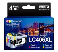 GPC Image Lot de 4 cartouches d'encre de rechange pour Brother LC406XL LC406 LC 406 XL compatible avec imprimante Brother MFC-J4335DW MFC-J4535DW MFC-J5855DW MFC-J6555DW MFC-J6955DW