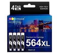 GPC Image Lot de 4 cartouches d'encre de rechange pour imprimante HP 564XL 564 XL - Compatible avec imprimante DeskJet 3520 3522 Officejet 4620 Photosmart 5520 6510 7520 7525 - Noir