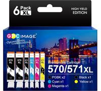 GPC Image PGI-570XL CLI-571XL Cartouches d'encre Compatible pour Canon 570 XL 571 XL pour Canon pour PIXMA MG5750 TS5050 MG5753 MG6850 MG6852 TS5055 TS6050 (2 PGBK,1 Noir,1 Cyan,1 Magenta,1 Jaune)