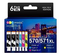 GPC Image PGI-570XL CLI-571XL Cartouches d'encre Compatible pour Canon 570 XL 571 XL pour Canon pour PIXMA MG5750 TS5050 MG5753 MG6850 MG6852 TS5055 TS6050 (2 PGBK,1 Noir,1 Cyan,1 Magenta,1 Jaune)