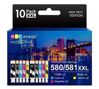 GPC Image CLI-581 PGI-580 XXL Cartouches d'encre Remplacement Compatible pour Canon 581 580 XXL pour TS8150 TS6150 TS8250 TS6151 TR8550 TR7550 TS8151 TS9150 (PGBK/Noir/Cyan/Magenta/Jaune,10-Pack)