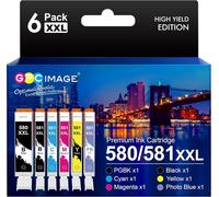 GPC Image PGI-580 CLI-581 XXL Compatible Cartouches d'encre Remplacement pour Canon 580 pour Canon 581 pour PIXMA TS8250 TR8550 TS8150 TS8151 TS9150 (PGBK Noir Cyan Magenta Jaune Photo Bleu, 6-Pack)