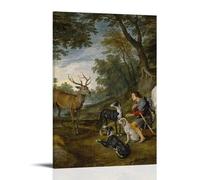 GPCLJW Pieter Paul Rubens Miracle of Saint Hubert Art mural moderne imperméable pour salon, chambre à coucher, bureau à domicile, salon, 30 x 45 cm, style cadre