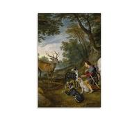 GPCLJW Pieter Paul Rubens Miracle of Saint Hubert Art mural moderne imperméable pour salon, chambre à coucher, bureau à domicile, salon, 40 x 60 cm, style sans cadre