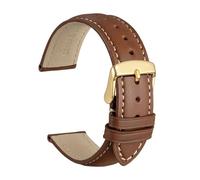 GPDMNBNX, Bracelet de montre en cuir de veau, matériau souple, boucle dorée(Cinnamon BrownS,18mm)