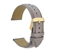 GPDMNBNX, Bracelet de montre en cuir de veau, matériau souple, boucle dorée(GreyGold,24mm)