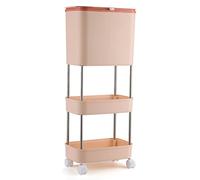 GPDNBIEU, Avec couvercle, avec 2 compartiments rectangulaire roulette for salle de bain chambre cuisine bureau salon(/Pink,3 Tiers)