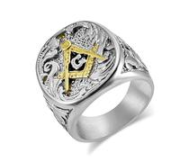 GPDNBIEU Bagues, Bague chevalière maçonnique, héritage de la Franc-maçonnerie(Silver,U)