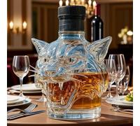 GPDNBIEU, Bouteille de whisky vide 300 ml en forme tête chat sauvage, motif animalier unique et créatif