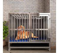 GPDNBIEU, Cage for Chien Robuste, chenil en métal Noir avec Roues et Plateau for Petits Chiens d'intérieur d'extérieur(95 cm L x 63 cm W x 82 cm H)