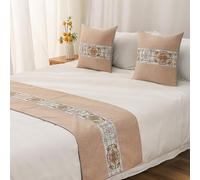 GPDNBIEU, Chemin de lit d'hôtel, écharpe brodée, Couvre-lit décoratif Doux sans décoloration, jeté Double Face for Pied for, Queen, King Size(Beige,45 * 45cm(Pillow Case))