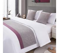 GPDNBIEU, Chemin de lit et Coussin Assorti, Couvre-lit Bicolore, écharpes Solides, décoration la Maison, literie d'hôtel, Serviette Bout, Protection du Chambre à Coucher(K,50 * 240cm for 180cm Bed)