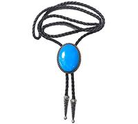 GPDNBIEU, Collier de cowboy, collier mariage en jade blanc doré Bola BOLO for hommes et femmes(Blue)