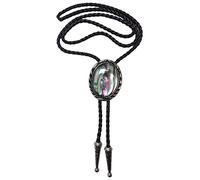 GPDNBIEU, Collier de cowboy, collier mariage en jade blanc doré Bola BOLO for hommes et femmes(Shell)