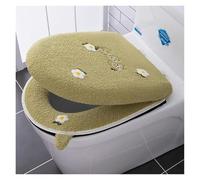 GPDNBIEU, Coussin de siège Toilette, 2 pièces/Ensemble Rose en Dentelle avec Pompon Peluche, Coussinets, Ensemble Deux pièces, Housse d'abattant Velours(Green)