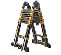 GPDNBIEU, Échelle télescopique Polyvalente Pliante en Aluminium légère et Portable, capacité de Charge du Cadre 200 kg, échelle d'extension télescopique Droite(2.5m+2.5m)