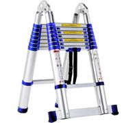 GPDNBIEU, Échelle télescopique rétractable - 5 m, 6 m, 7 m, 8 m, échelles à rallonge Pliables Les Plus Hautes et compactes for l'entretien extérieur des bâtiments(1.9m+1.9m)