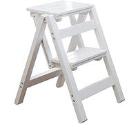 GPDNBIEU, Escalier Pliant Multifonctionnel en Bois Massif, escabeau, Tabouret de ménage(White)