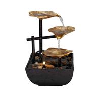 GPDNBIEU Fontaines de Bureau, Cascade de fontaines Relaxation d'intérieur à 3 Niveaux, Mini Cascade Fontaine Feuille Lotus for la décoration intérieure