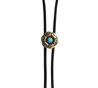 GPDNBIEU, for Hommes rétro Fleur de Prunier en Relief Turquoise-Cravate Hip Hop décontractée en Cuir américain Bola Cravate chaîne