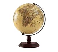 GPDNBIEU, Globe rétro éclairé par LED, éclairage en relief 3D surélevé, avec support bois, marquage de texte clair(25cm C)