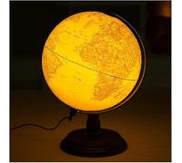 GPDNBIEU, Globe rétro éclairé par LED, éclairage en relief 3D surélevé, avec support bois, marquage de texte clair(32cm E)